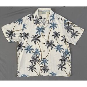 Men's Caribbean Silk Blend‎ Short Sleeve Shirt Palm Tree Print Size XL